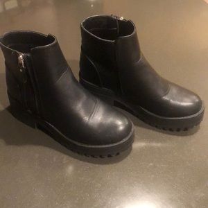 Black platform Chelsea lug boots NWOT
